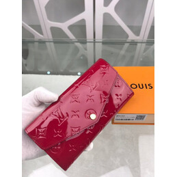 Replica Louis Vuitton Burgundy Embossed Monogram Sarah Wallet with Patent Finish