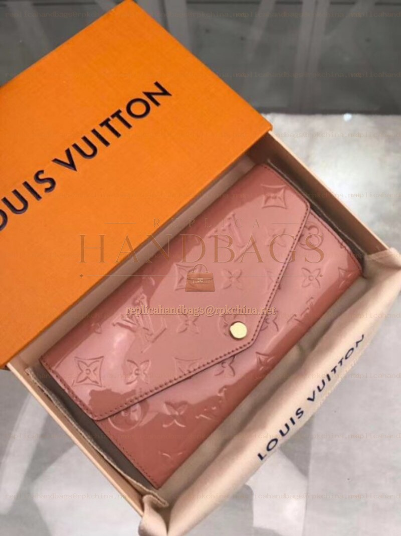 Replica Louis Vuitton Pale Pink Embossed Monogram Sarah Wallet