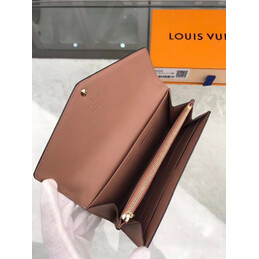Replica Louis Vuitton Pale Pink Embossed Monogram Sarah Wallet