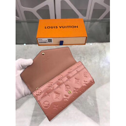 Replica Louis Vuitton Pale Pink Embossed Monogram Sarah Wallet