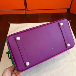 Replica Hermes Purple Green Colorblock Birkin 30 Gold Hardware Bag