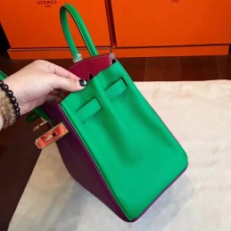 Replica Hermes Purple Green Colorblock Birkin 30 Gold Hardware Bag