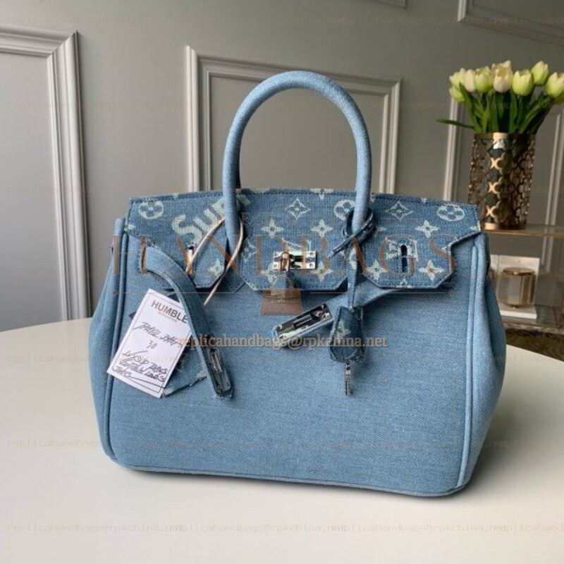 Replica Louis Vuitton Light Blue Humble Travel Bag Birkin 33