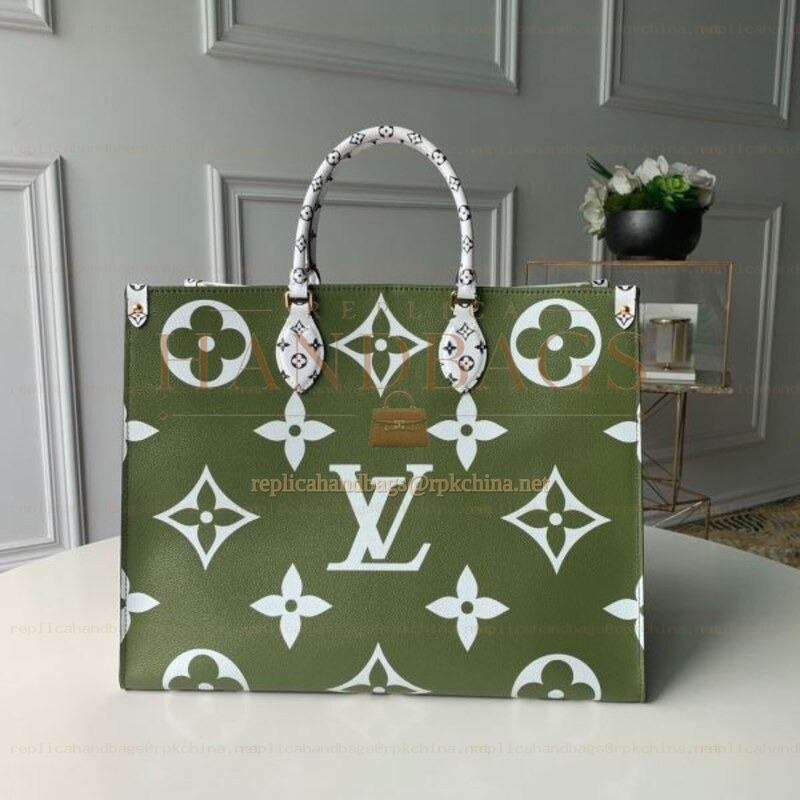 Replica Louis Vuitton White Beige Giant Monogram Onthego GM