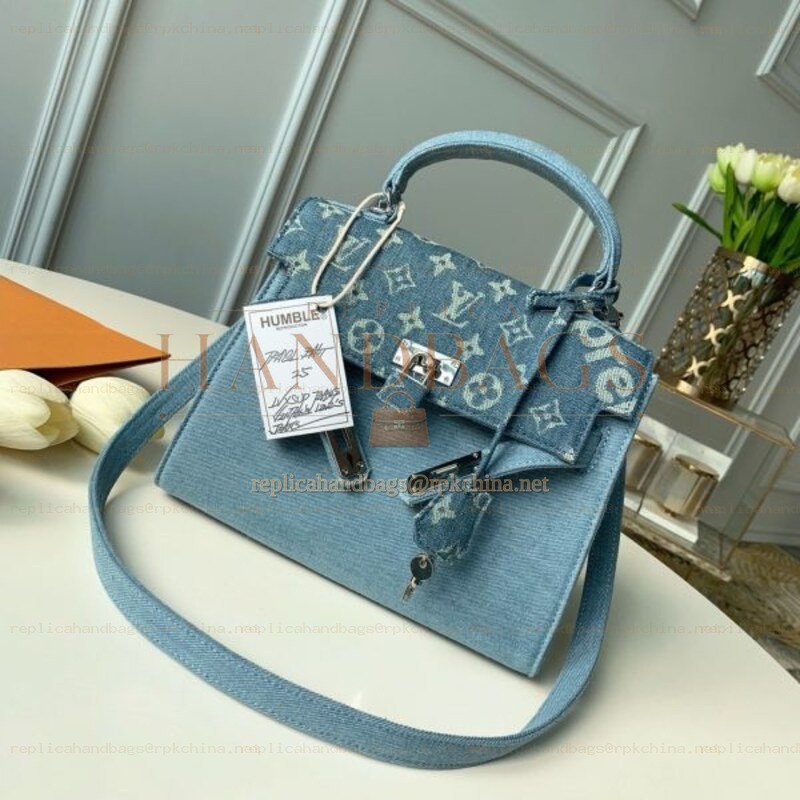 Replica Louis Vuitton Light Blue Humble Travel Bag Kelly