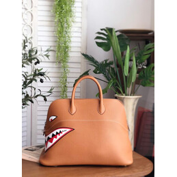 Replica Hermes Tan Shark Print Bolide 45 Bag