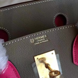 Replica Hermes Gray Fuchsia Colorblock Birkin 30 Gold Hardware Bag