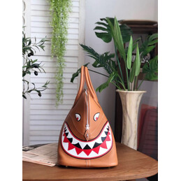 Replica Hermes Tan Shark Print Bolide 45 Bag