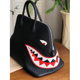 Replica Hermes Black Shark Print Bolide 45 Bag