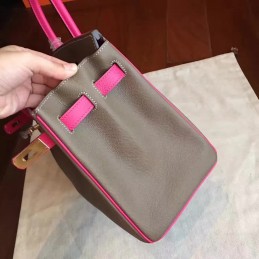 Replica Hermes Gray Fuchsia Colorblock Birkin 30 Gold Hardware Bag