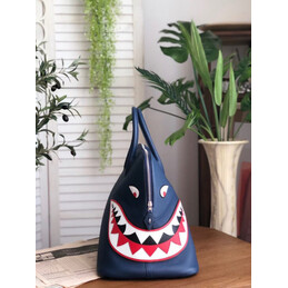 Replica Hermes Navy Blue Shark Print Bolide 45 Bag