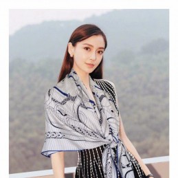 Replica Hermes Gray Letter Print 140cm Silk Scarf