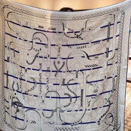 Replica Hermes Gray Letter Print 140cm Silk Scarf
