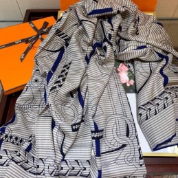 Replica Hermes Gray Letter Print 140cm Silk Scarf