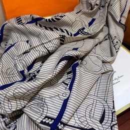Replica Hermes Gray Letter Print 140cm Silk Scarf