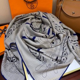 Replica Hermes Gray Letter Print 140cm Silk Scarf