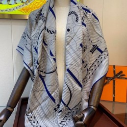 Replica Hermes Gray Letter Print 140cm Silk Scarf