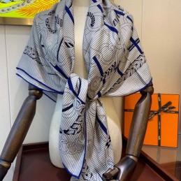 Replica Hermes Gray Letter Print 140cm Silk Scarf
