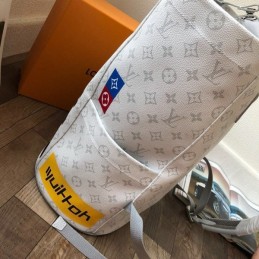 Replica Louis Vuitton White Graphic Chalk Backpack