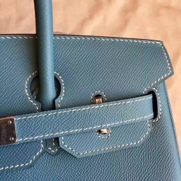 Replica Hermes Blue Gray Birkin 30 Palladium Hardware Bag
