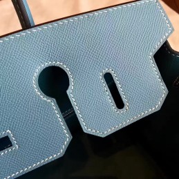 Replica Hermes Blue Gray Birkin 30 Palladium Hardware Bag