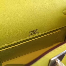 Replica Hermes Lime Green Kelly Pochette Palladium Hardware Bag
