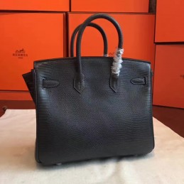 Replica Hermes Black Birkin 25 Palladium Hardware Bag