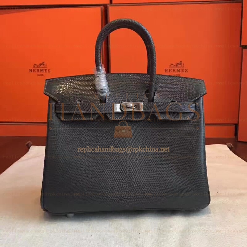 Replica Hermes Black Birkin 25 Palladium Hardware Bag