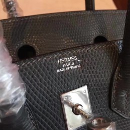 Replica Hermes Black Birkin 25 Palladium Hardware Bag