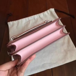 Replica Hermes Light Pink Roulis 18 Bag Palladium Chain