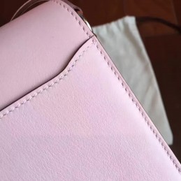 Replica Hermes Light Pink Roulis 18 Bag Palladium Chain