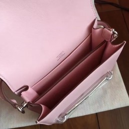 Replica Hermes Light Pink Roulis 18 Bag Palladium Chain