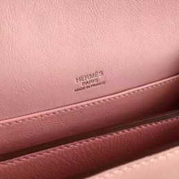 Replica Hermes Light Pink Roulis 18 Bag Palladium Chain