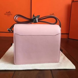 Replica Hermes Light Pink Roulis 18 Bag Palladium Chain