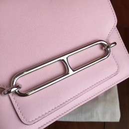 Replica Hermes Light Pink Roulis 18 Bag Palladium Chain