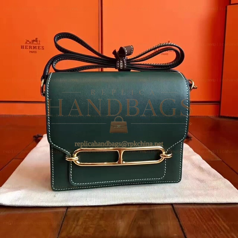 Replica Hermes Green Roulis 18 Gold Hardware Bag