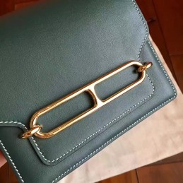 Replica Hermes Green Roulis 18 Gold Hardware Bag