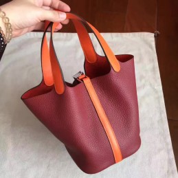 Replica Hermes Red Tan Picotin Lock 13 Bag
