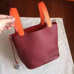Replica Hermes Red Tan Picotin Lock 13 Bag