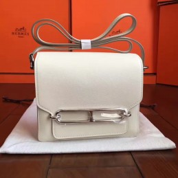 Replica Hermes White Roulis 18 Smooth Leather Bag