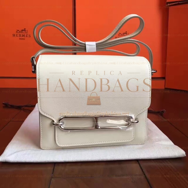 Replica Hermes White Roulis 18 Smooth Leather Bag