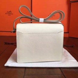Replica Hermes White Roulis 18 Smooth Leather Bag