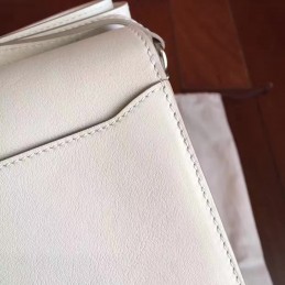 Replica Hermes White Roulis 18 Smooth Leather Bag