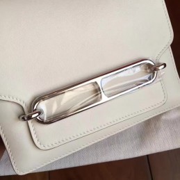 Replica Hermes White Roulis 18 Smooth Leather Bag