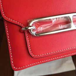 Replica Hermes Red Tan Roulis 18 Smooth Leather Bag