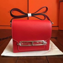 Replica Hermes Red Tan Roulis 18 Smooth Leather Bag