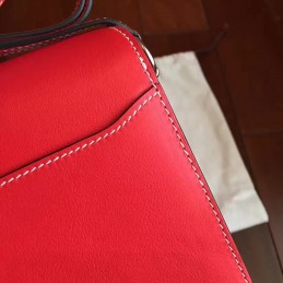 Replica Hermes Red Tan Roulis 18 Smooth Leather Bag