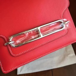 Replica Hermes Red Tan Roulis 18 Smooth Leather Bag