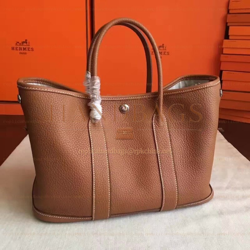 Replica Hermes Tan Garden Party 30 Textured Leather Bag