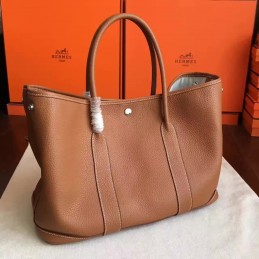 Replica Hermes Tan Garden Party 30 Textured Leather Bag